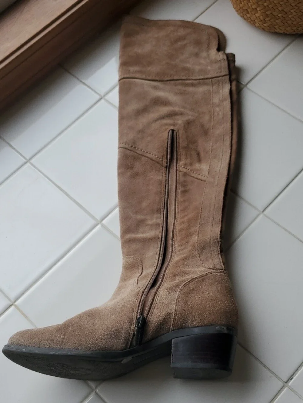 Vince Camuto Bernadine Suede Over The Knee Boots in Taupe
